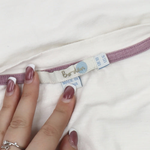 Boden Women's White Long Sleeve Scoop Neck T-Shirt Size 10