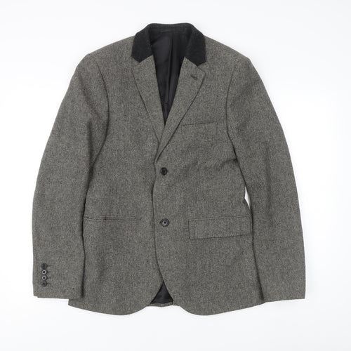 Topman Men's Grey Tweed Blazer, 36R Classic Jacket