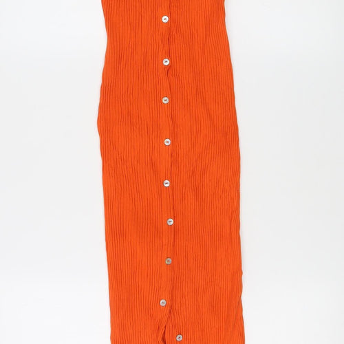 Zara Women's Orange Midi Cotton Tank Dress M