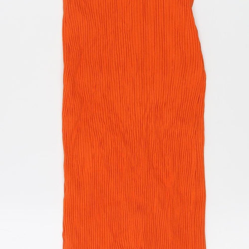 Zara Women's Orange Midi Cotton Tank Dress M
