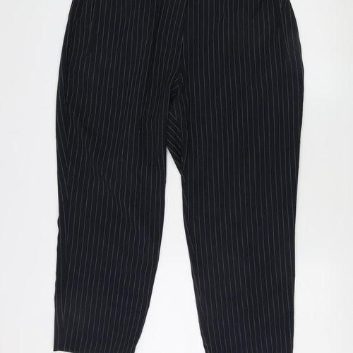 Marks and Spencer Women Black Striped Trousers Size 16