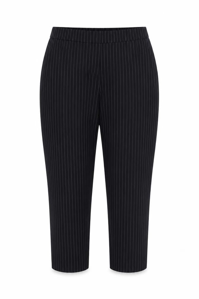 Front view of Marks & Spencer Women Black Striped Trousers, size 16