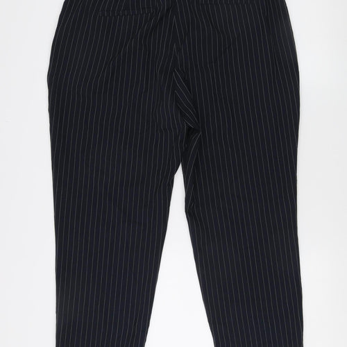 Marks and Spencer Women Black Striped Trousers Size 16