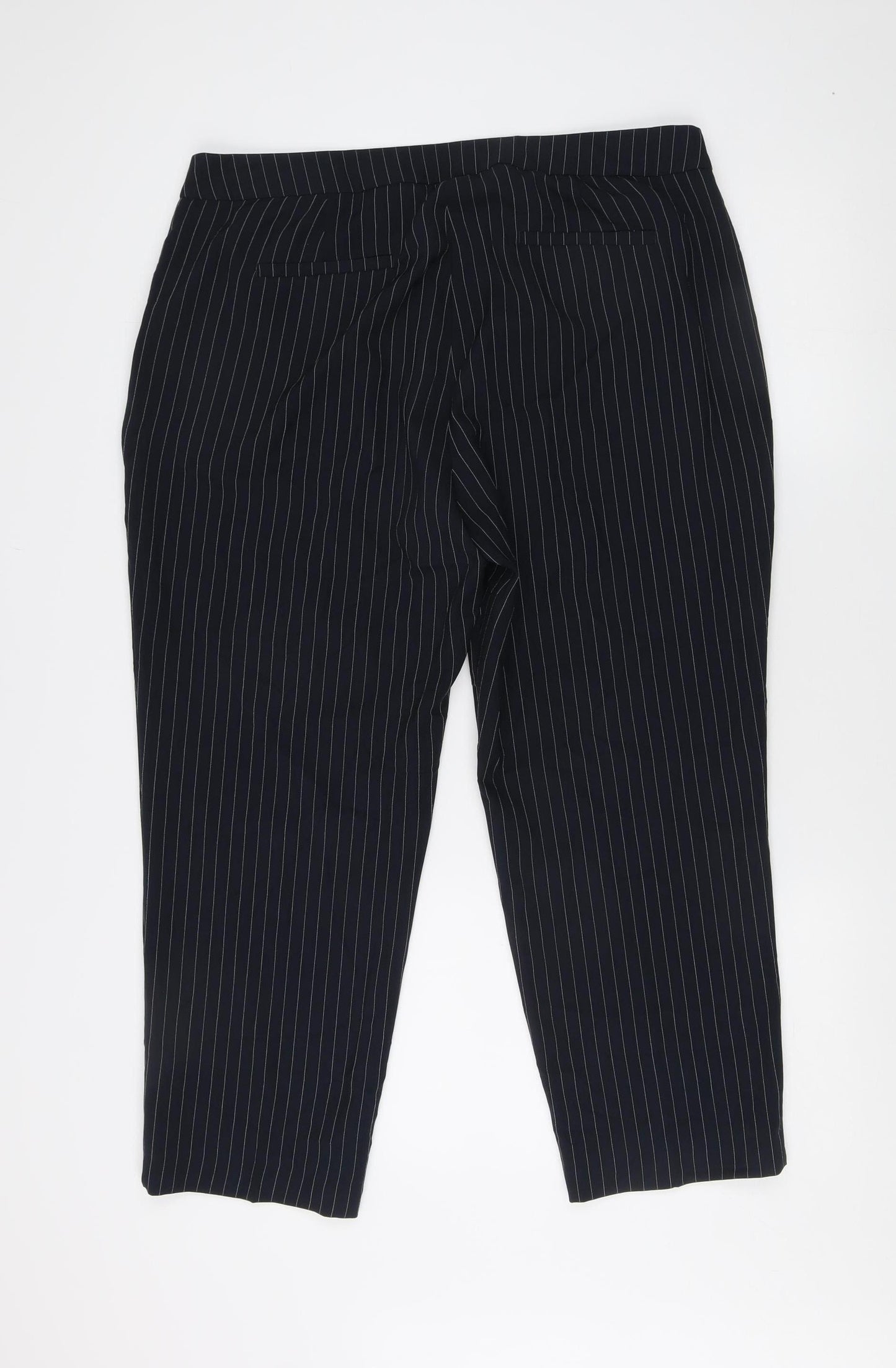 Marks and Spencer Women Black Striped Trousers Size 16