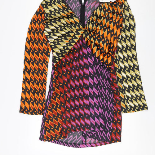 Zara Women's Multicoloured Geometric Party Shift Dress S