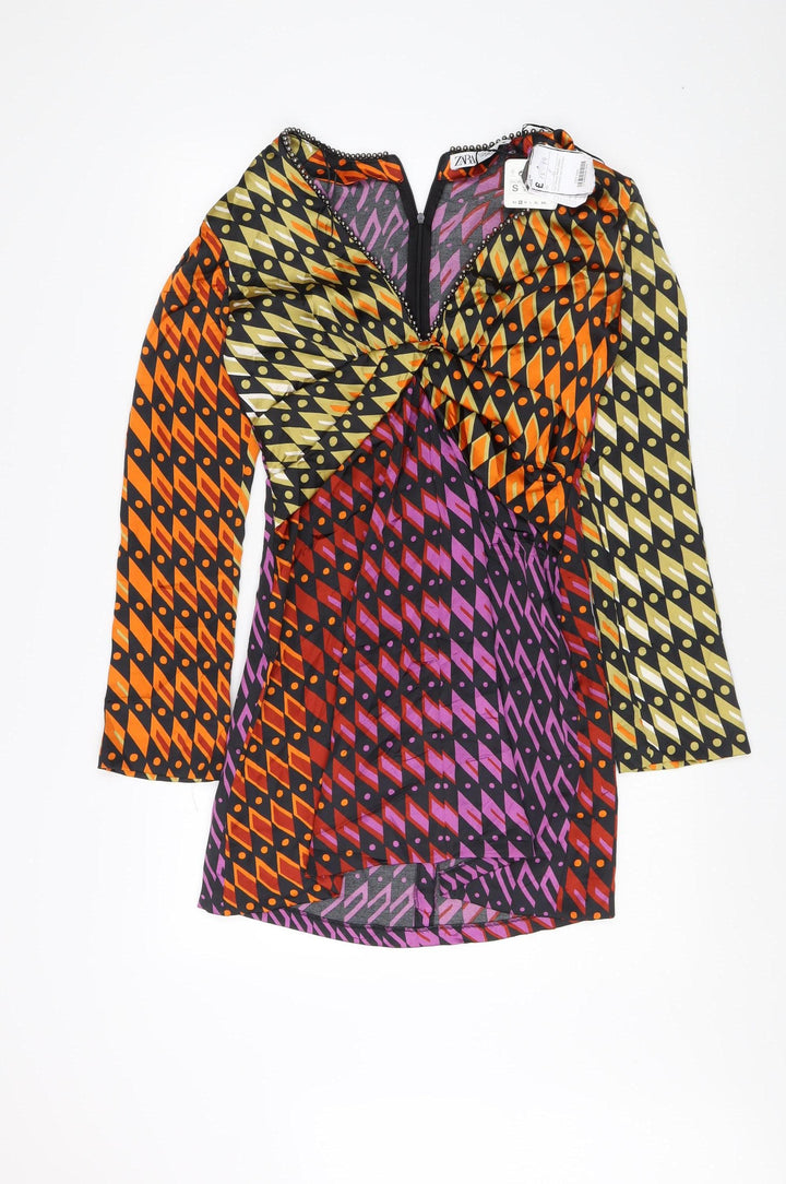 Zara Women's Multicoloured Geometric Party Shift Dress S