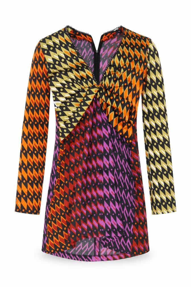 Front view of Zara Women's Multicoloured Geometric Party Shift Dress S