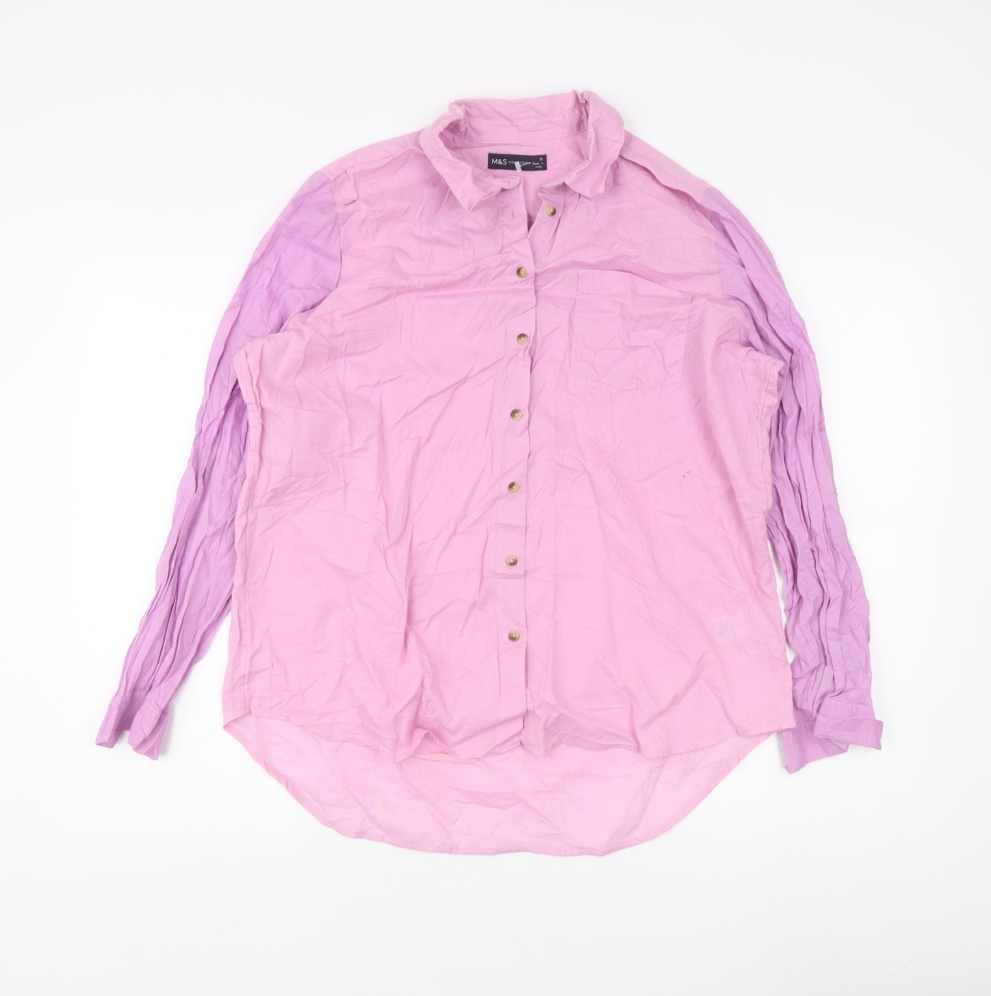 Marks and Spencer Women's Pink Button-Up Shirt, Size 16