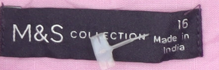 Marks and Spencer Women's Pink Button-Up Shirt, Size 16