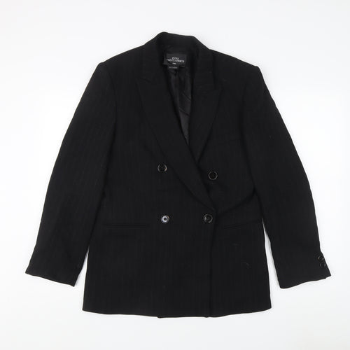 Zara Women's Black Pinstripe Double-Breasted Jacket Size 4