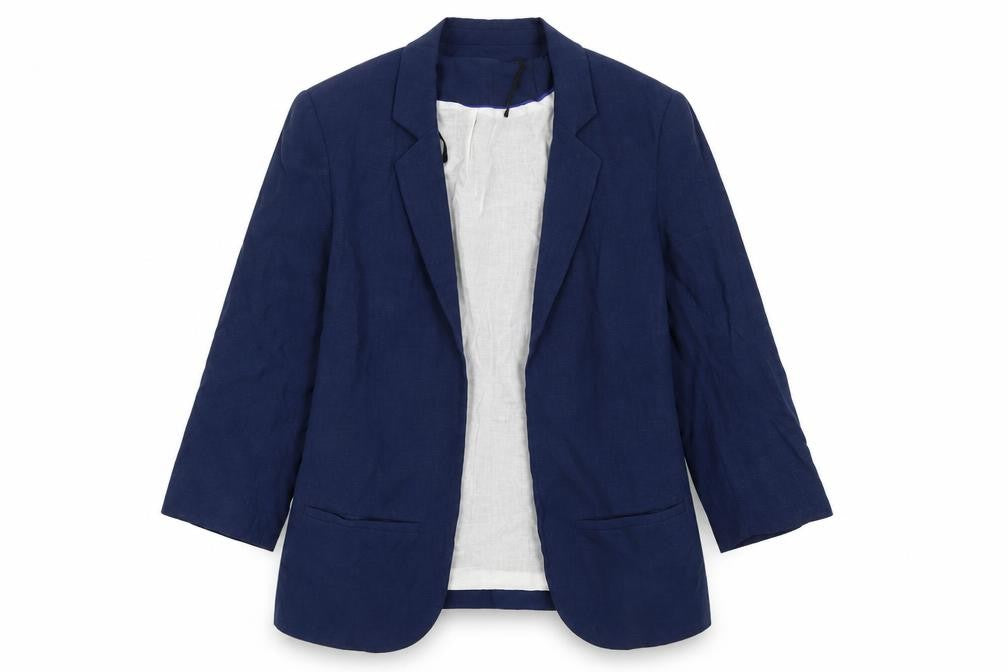 Front view of Zara Basic Women's Blue Blazer, size S, Regular Fit