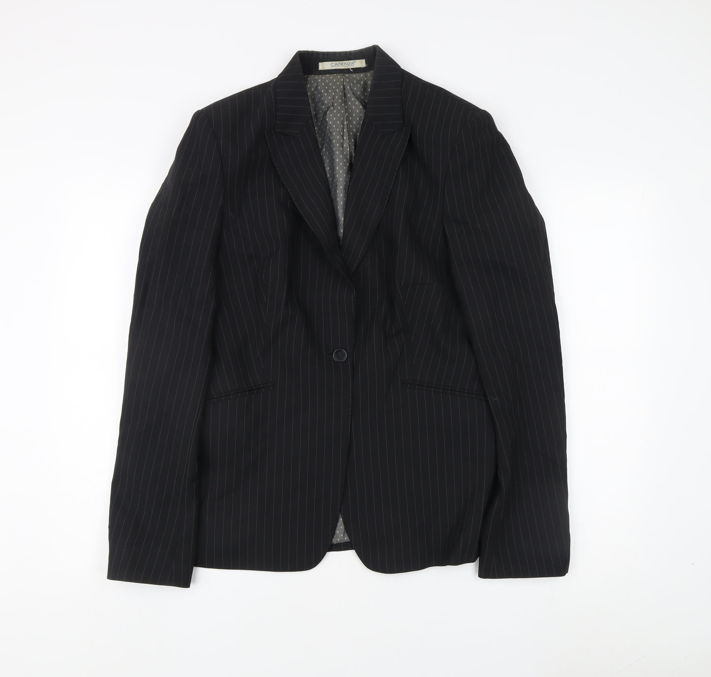 Cadenza Women's Black Pinstripe Suit Jacket, Size 16