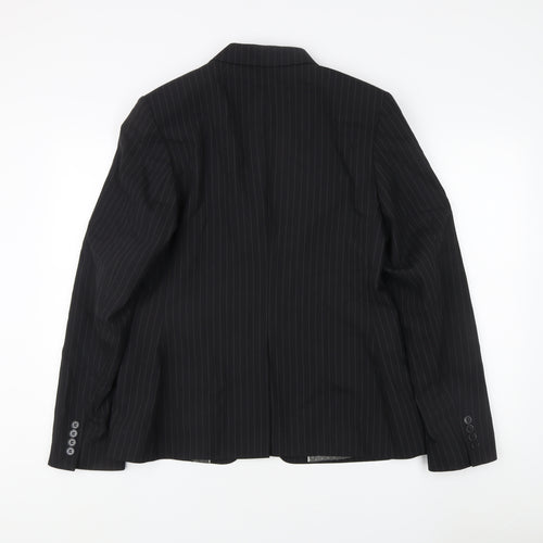Cadenza Women's Black Pinstripe Suit Jacket, Size 16