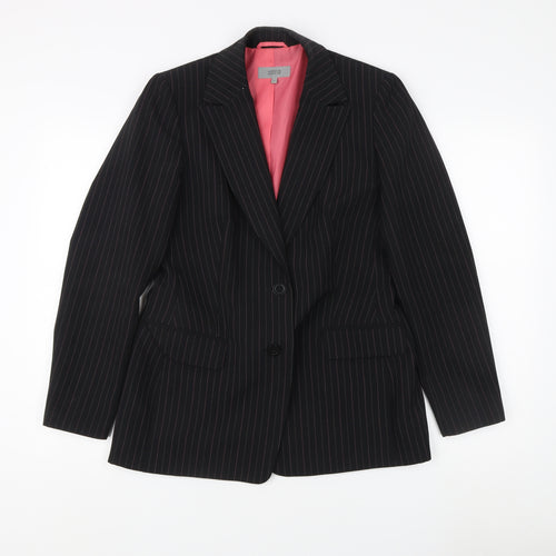 Marks and Spencer Women's Black Pinstripe Blazer - Size 12