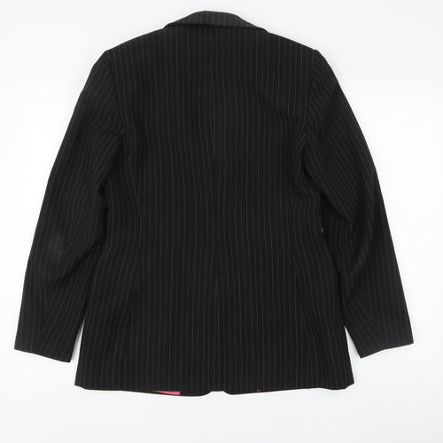 Marks and Spencer Women's Black Pinstripe Blazer - Size 12