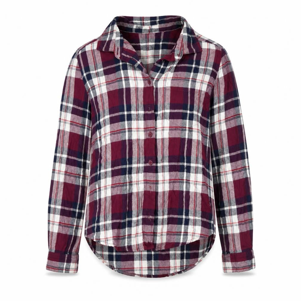 Front view of Joe Boxer Women's Multicoloured Plaid Button-Up Shirt M