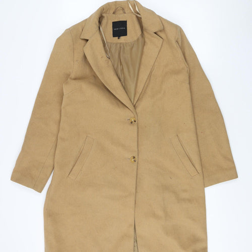 New Look Women's Beige Wool Overcoat Size 14