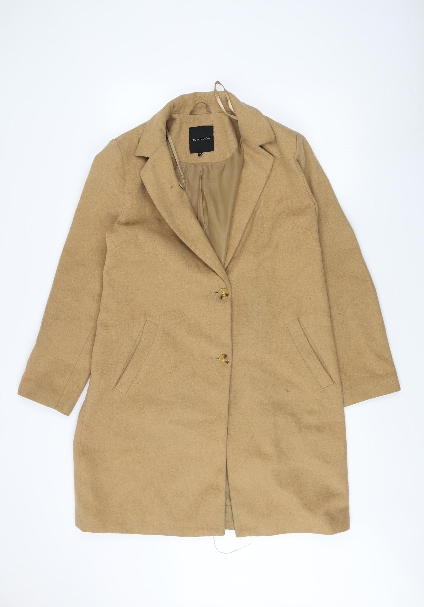 New Look Women's Beige Wool Overcoat Size 14