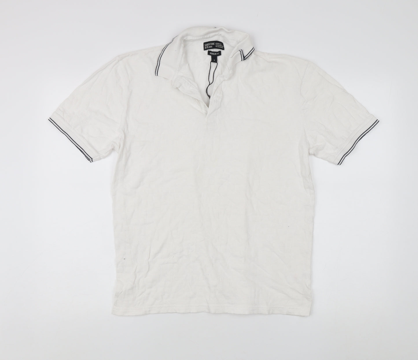Sandstone & Co. Men's White Polo, Regular Fit, Size S