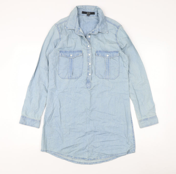 Select Women's Blue Button-Up Denim Shirt Size 10