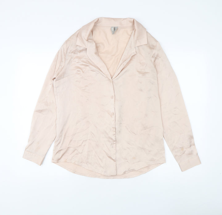 ASOS Women's Beige Blouse UK Size 8, Collared, Long Sleeve