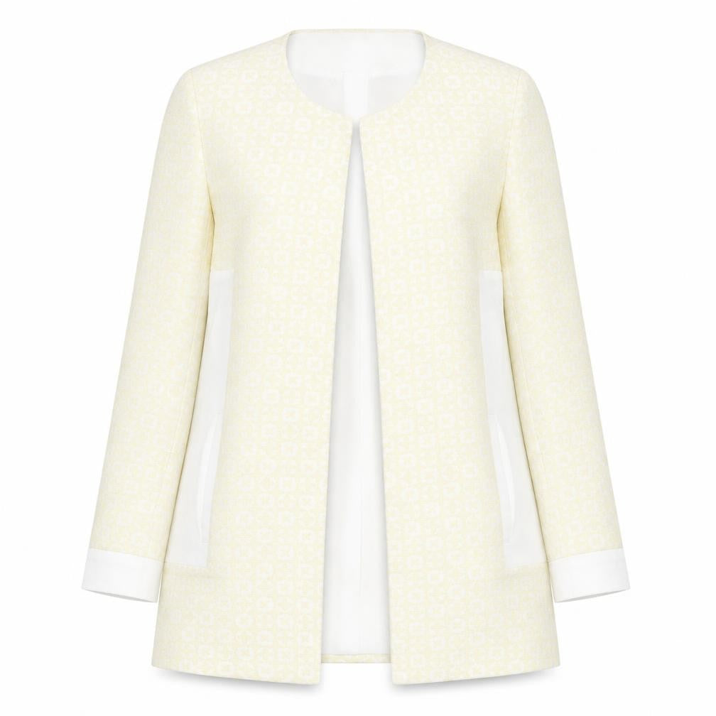 Front view of Milla Women Ivory Long Jacket, size 8