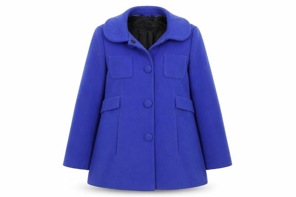 Front view of Marks & Spencer Women's Blue Mid-Length Coat, size 14