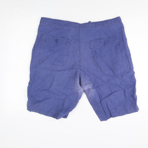 Marks and Spencer Men's Blue Linen Shorts Size 38