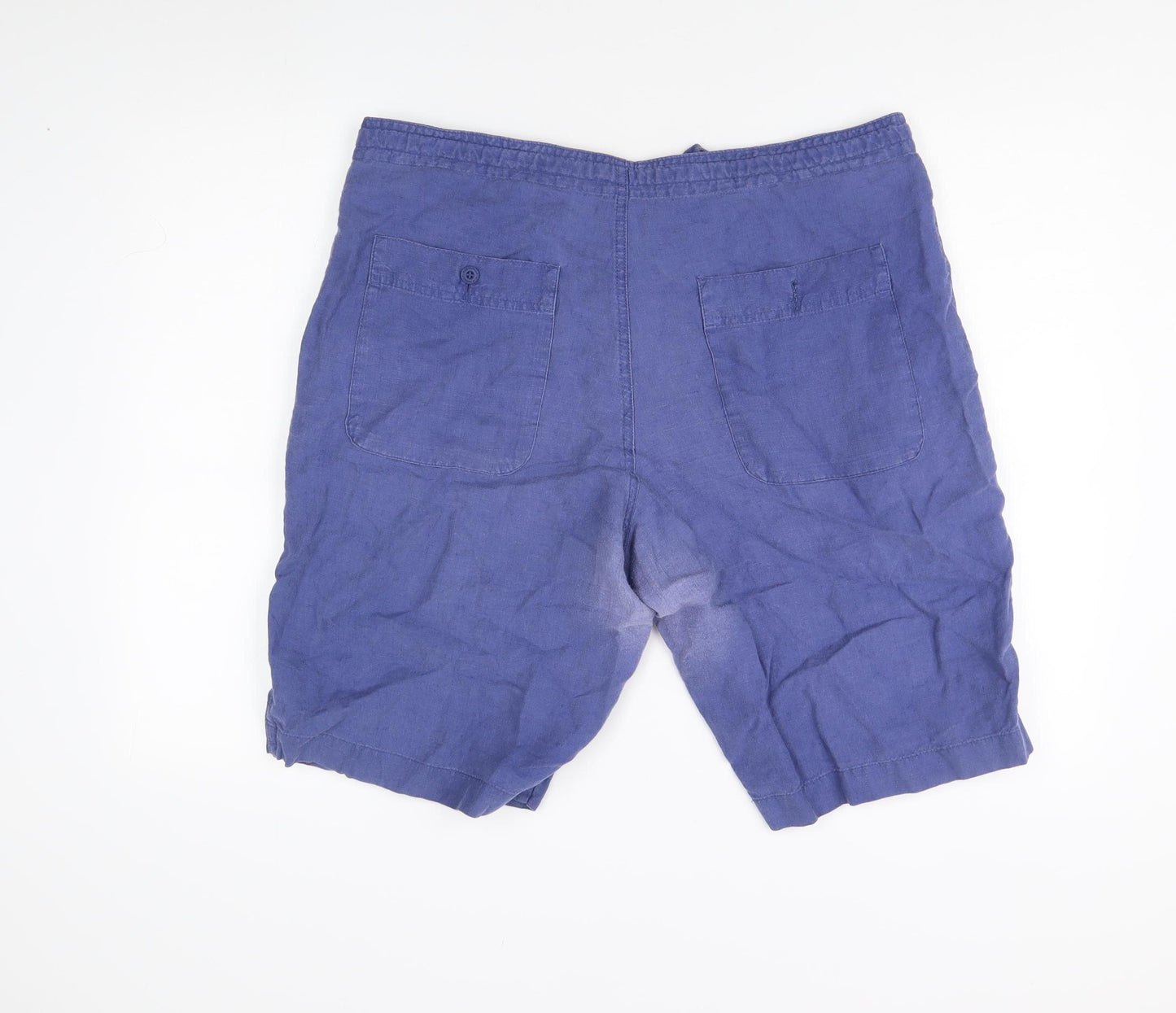 Marks and Spencer Men's Blue Linen Shorts Size 38