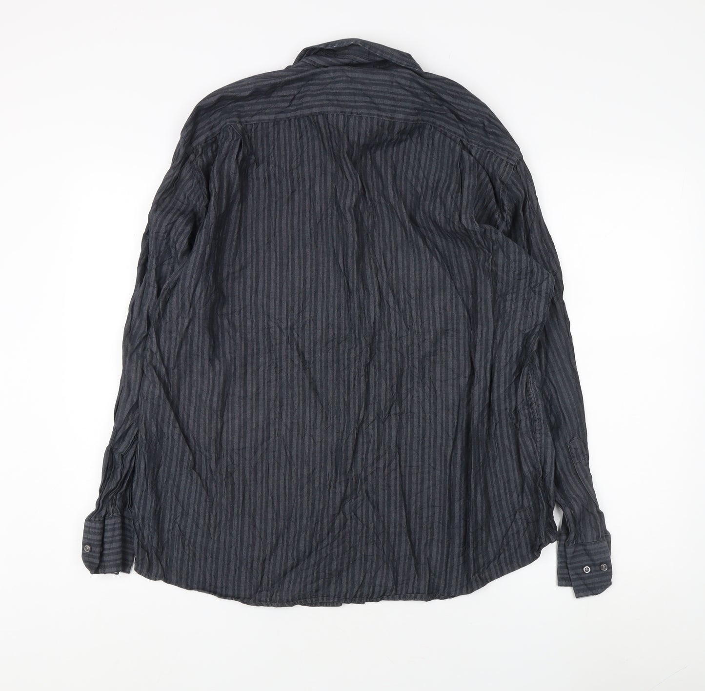 TCM Men's Black Striped Long Sleeve Shirt Size 17-17.5