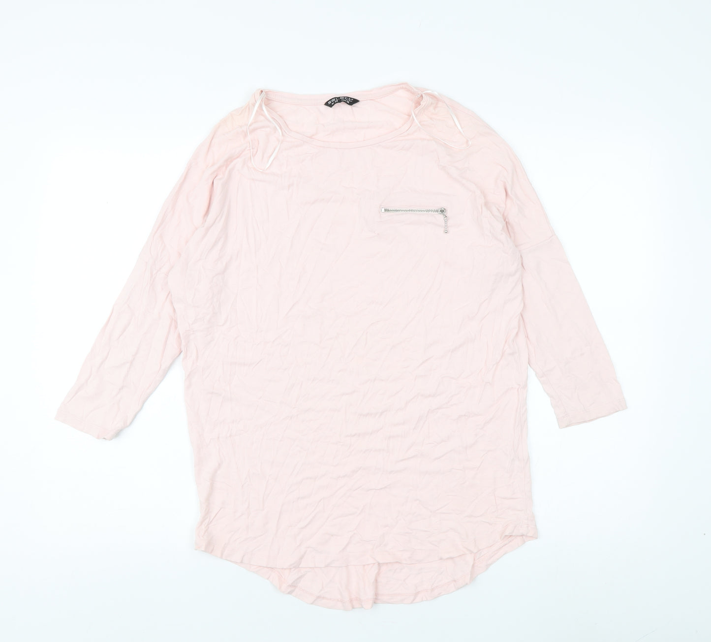 Select Women's Pink 3/4 Sleeve Boat Neck Top - Size 10