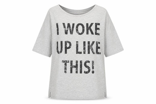 Front view of New Look Women's Grey Crew Neck T-Shirt, size 12