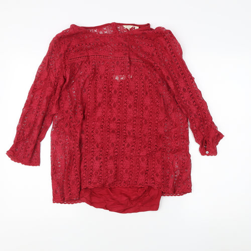 Fat Face Women's Red Lace Blouse, Size 12