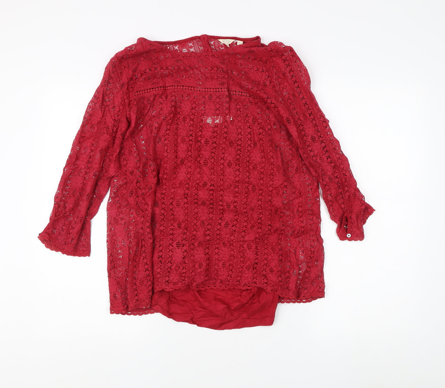 Fat Face Women's Red Lace Blouse, Size 12