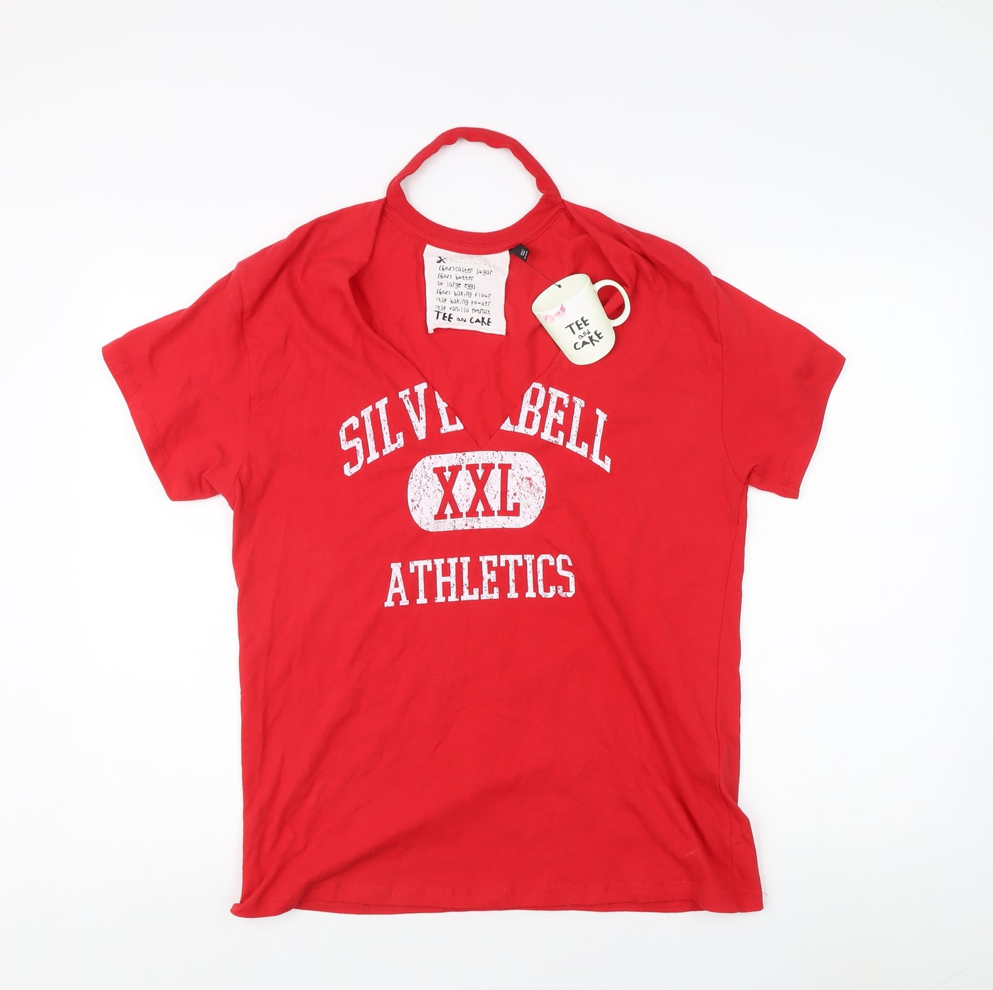 Tee and Cake Red Unisex Graphic T-Shirt, Size 10, Casual