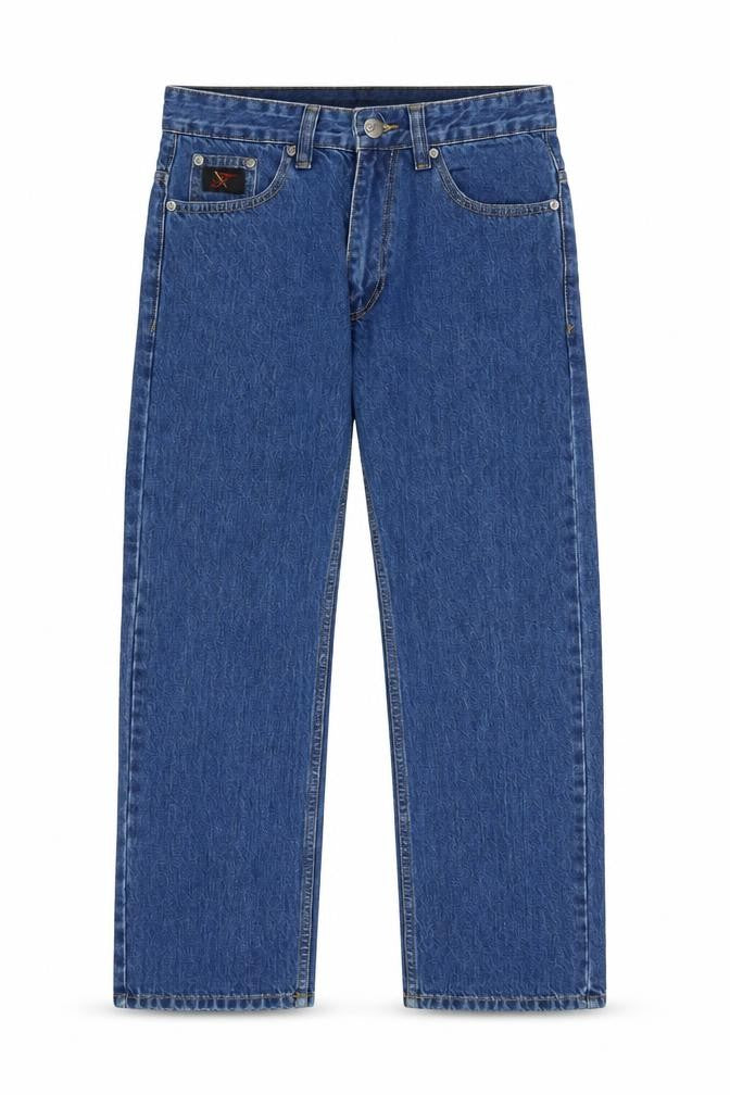 Front view of Forge Men's Blue Straight Jeans XS 32 Waist