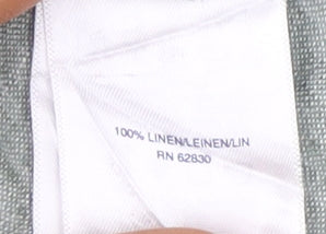 Lands' End Men's Green Linen Long Sleeve Shirt M