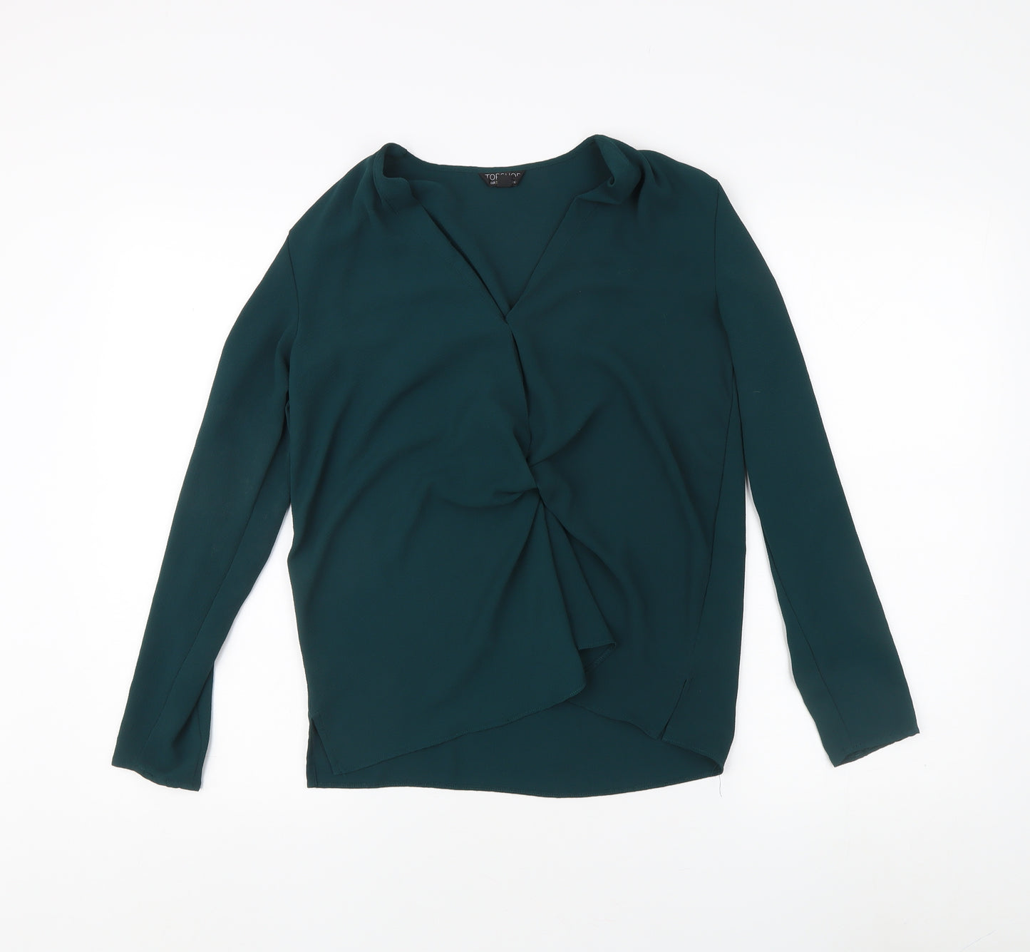 Topshop Women's Green Long Sleeve Blouse Size 10