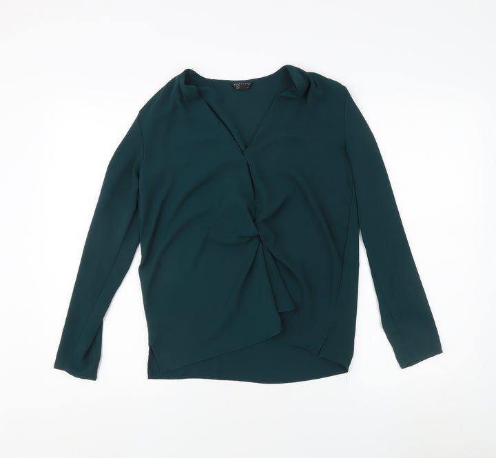 Topshop Women's Green Long Sleeve Blouse Size 10
