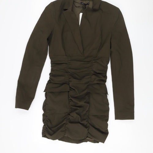 Zara Women's Green Blouson Dress Long Sleeve S