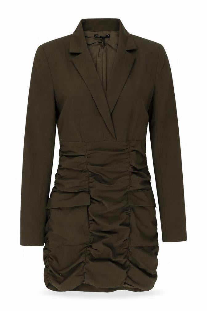 Zara Women's Green Blouson Dress Long Sleeve S