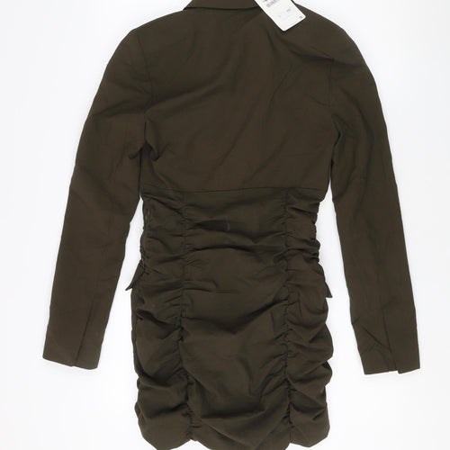 Zara Women's Green Blouson Dress Long Sleeve S