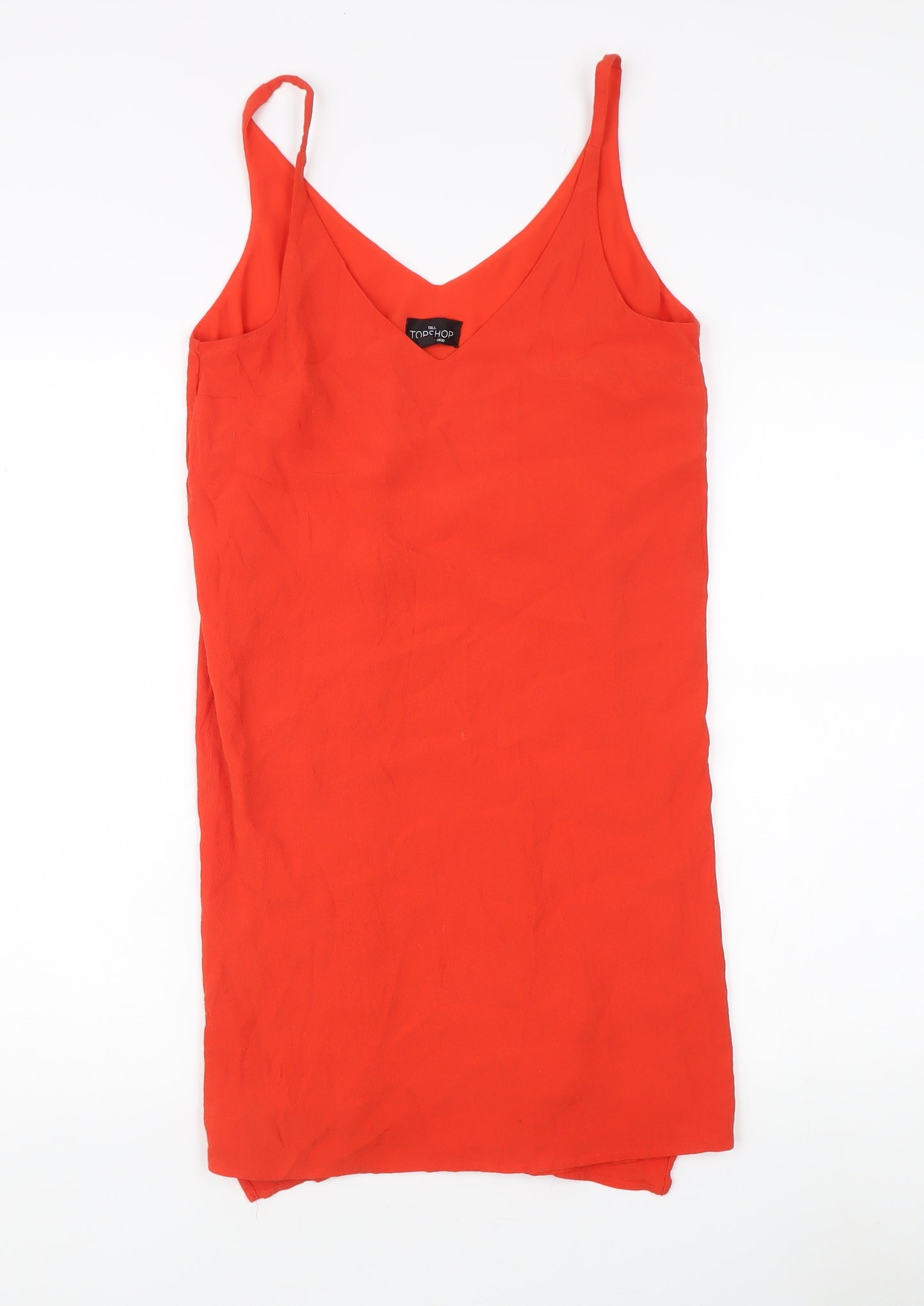 Topshop Orange Slip Dress Size 10 V-Neck Tall Women