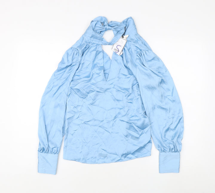 Zara Women's Blue XS Blouse, Long Sleeve, Button Accents