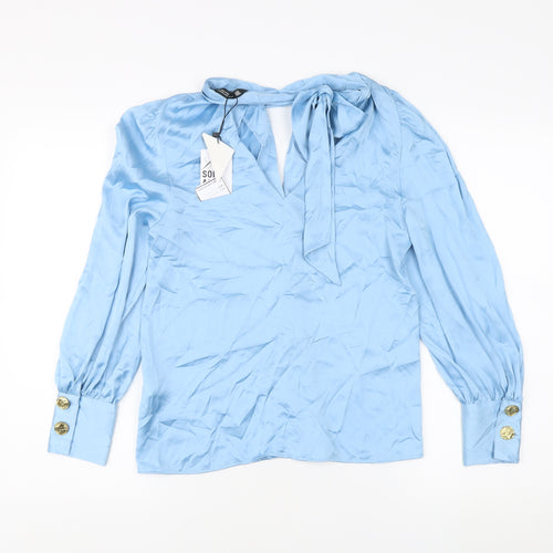 Zara Women's Blue XS Blouse, Long Sleeve, Button Accents