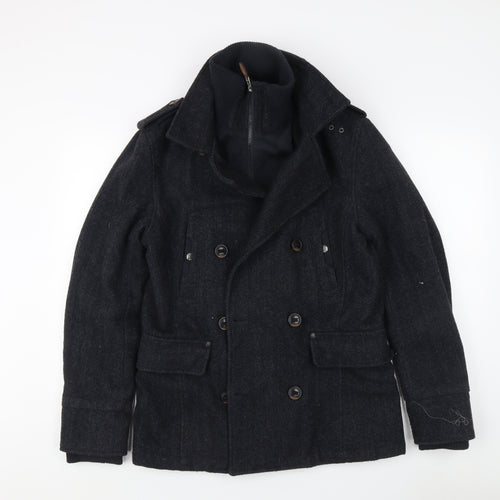 Next Men's Black Wool Pea Coat S