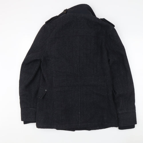 Next Men's Black Wool Pea Coat S