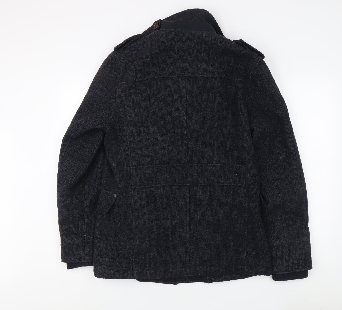 Next Men's Black Wool Pea Coat S