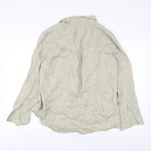 H&M Women's Beige Linen Button-Up Shirt Size 12