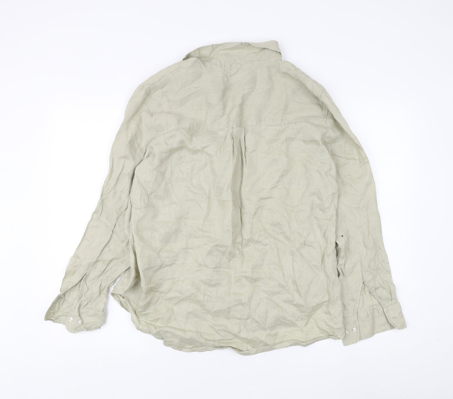 H&M Women's Beige Linen Button-Up Shirt Size 12